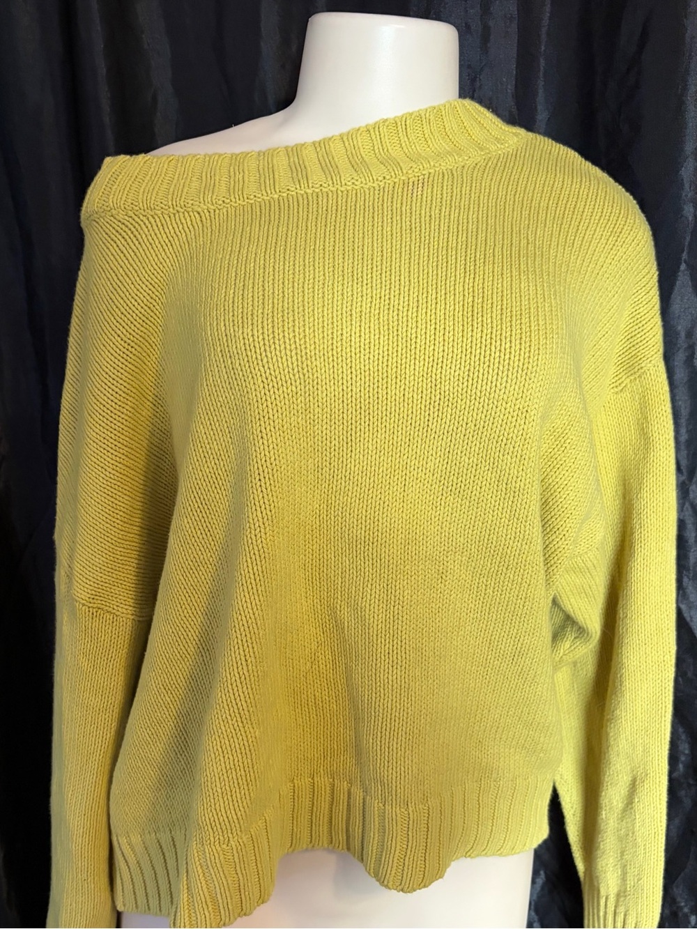 Prologue Lime Off-Shoulder Lightweight Knit Sweater